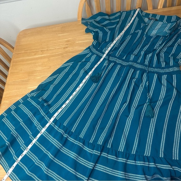 Bloom Chic Plus Size Teal Blue Short Sleeve Dress Size 14 / 16 Striped - Picture 5 of 7